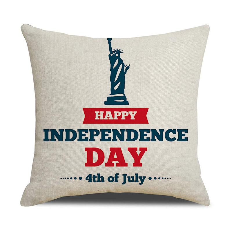 American Independence Day Linen Series Multiple Pillow Covers Simple Festive Printed Cushion Cover Sofa Pillow Cover Home Quality