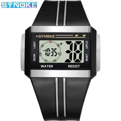 Top Brand New Electronic Watch Square Dial Explosive Watch Multifunctional Waterproof Luminous Men's Large Screen Wristwatch
