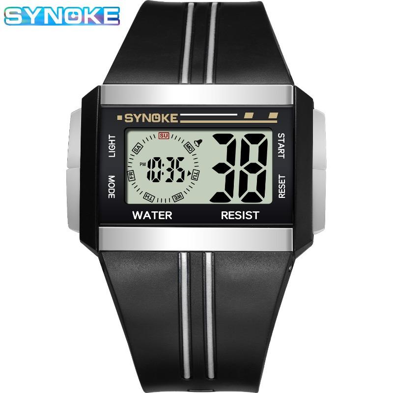 Топ Новые Электронные Часы Квадратный Циферблат Взрывные Часы Многофункциональные Водонепроницаемые Светящиеся Мужские Наручные Часы с Большим Экраном