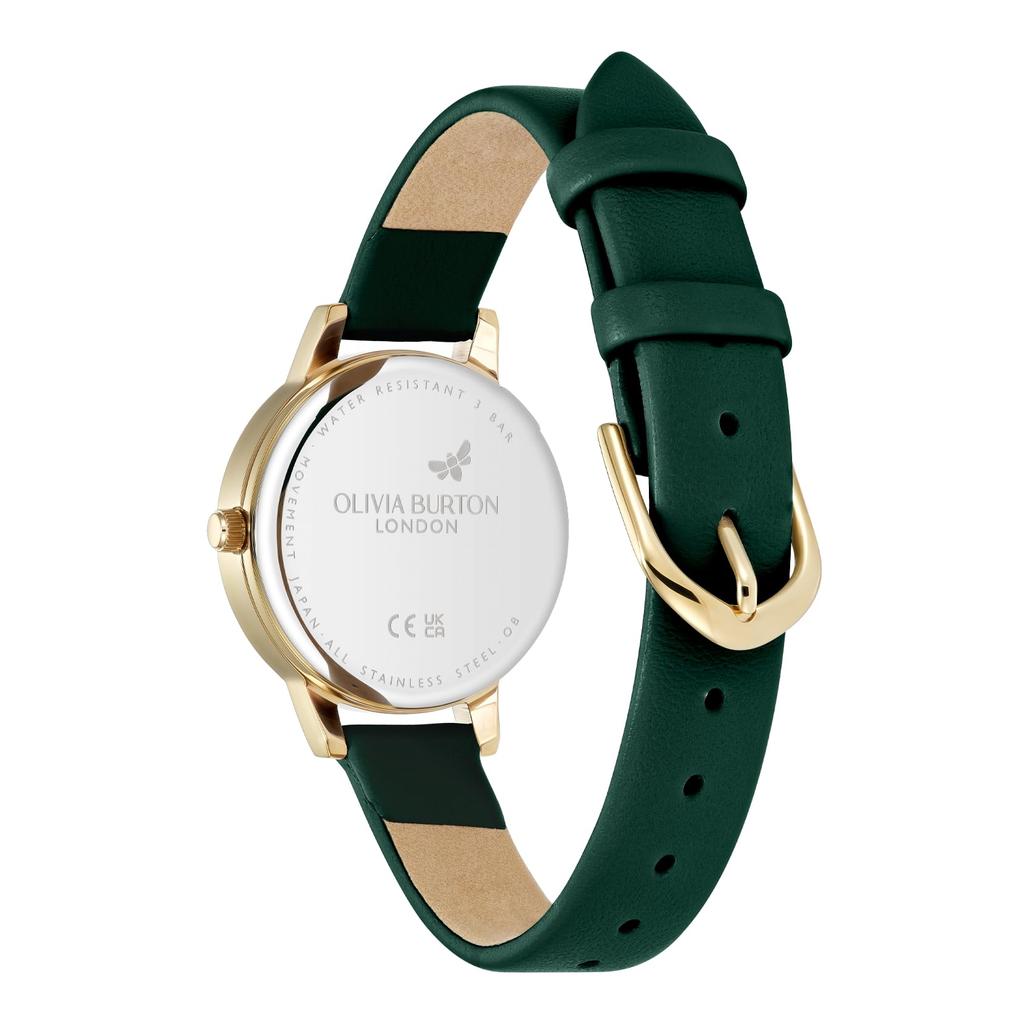 Authorized Dealer Olivia Burton Watch Illustrated Floral Forest Green Leather 30mm 24000360 [OLIVIA BURTON] Women's [SIGNATURE]