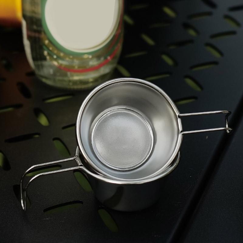Camping Cookware Multipurpose Stainless Steel Cup with Hook Handle 50ml Capacity For Hiking Backpacking Adventure