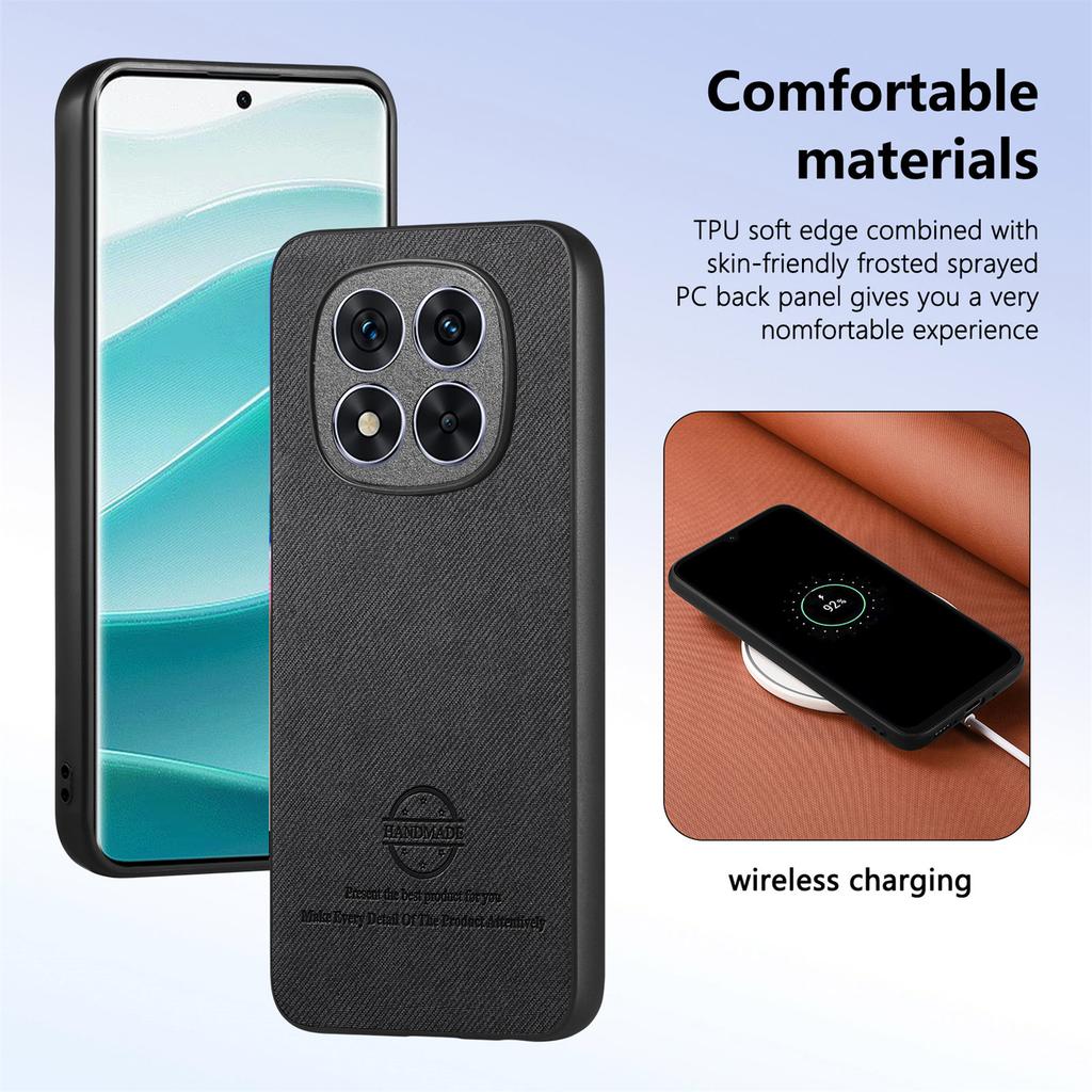 For Xiaomi Redmi Note 14 Pro 5G Leather Phone Back Cover with Cloth Texture