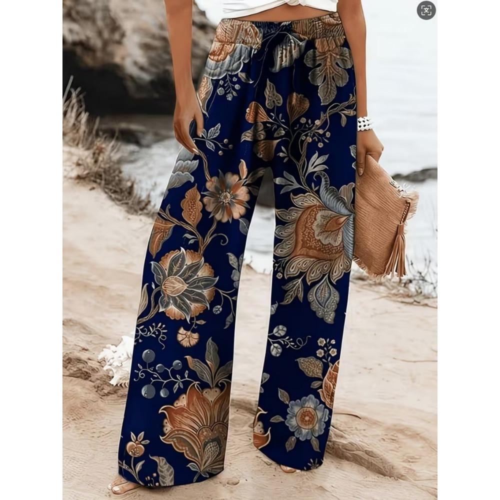 2026 New Peace & Love Graffiti Wide Leg Pants Women's Elastic Waist Casual Trousers Quick Dry Summer Beach Boho Kids Streetwear