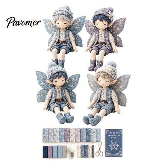Handmade Fairy Boy Doll Set Boys Patchwork DIY Kit, Fabric Sewing Make 4 Family Weekend Activity Kits Boys, Craft Kit for Adults, Gift, Home Tabletop