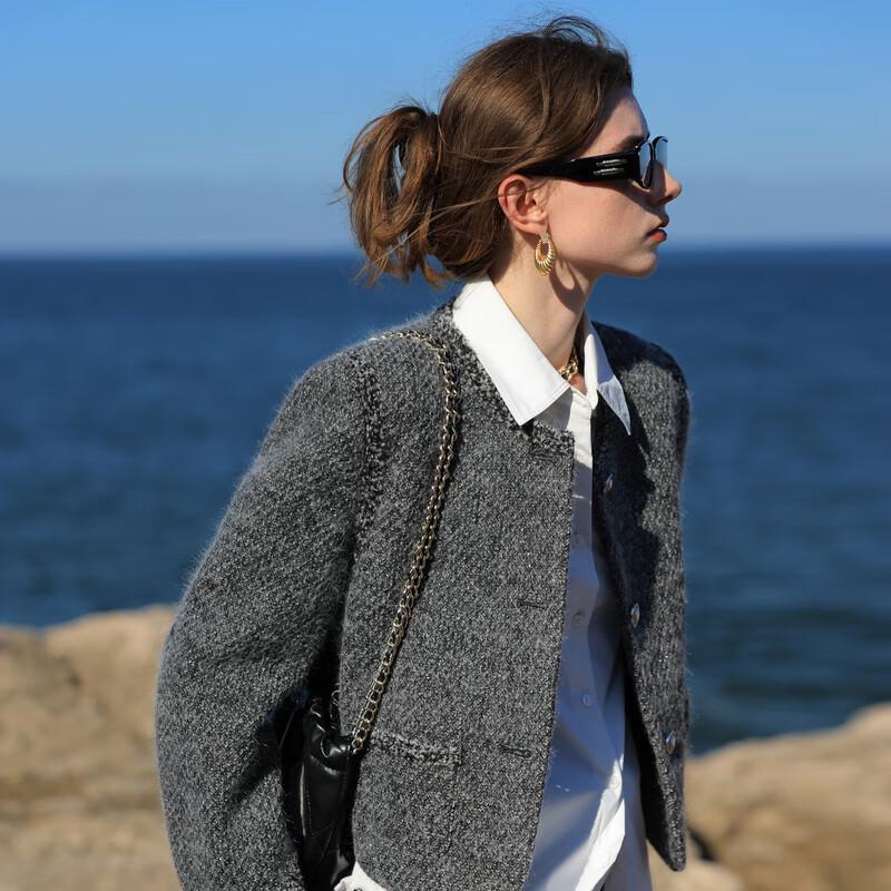 Sancai 2025 Winter Kurzer Gesteppter Tweedmantel