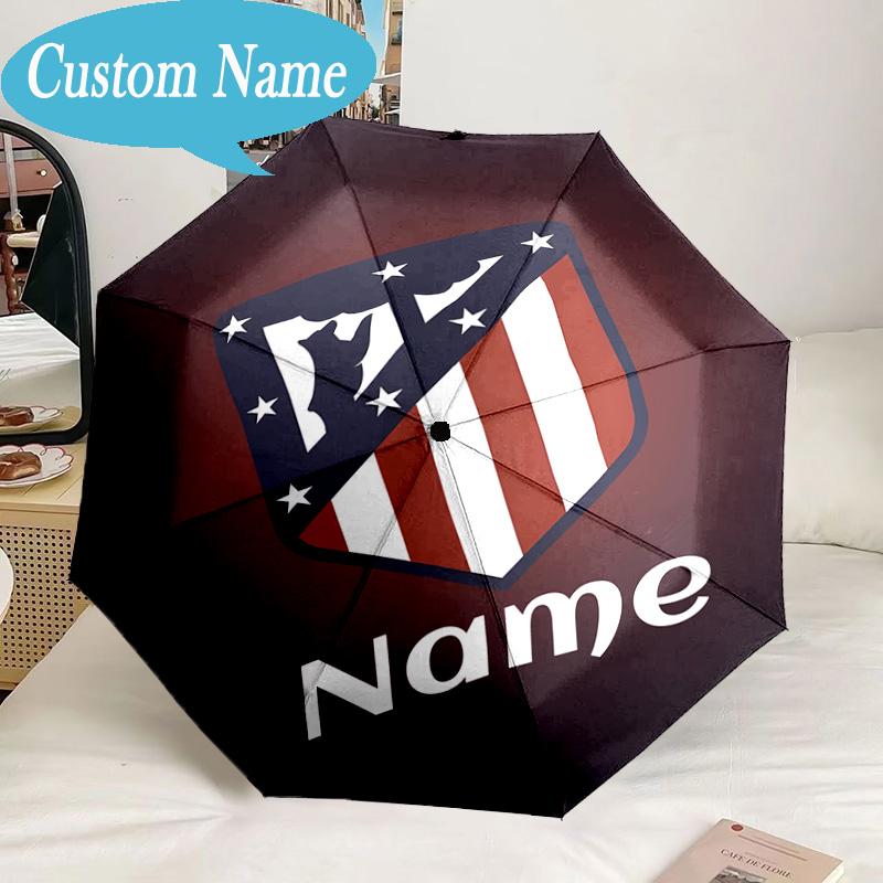 Custom Name Umbrella Atletico Crest Umbrella 8-Frame for Travel, Camping, Casual Lightweight Portable, Essential for Family Gifts