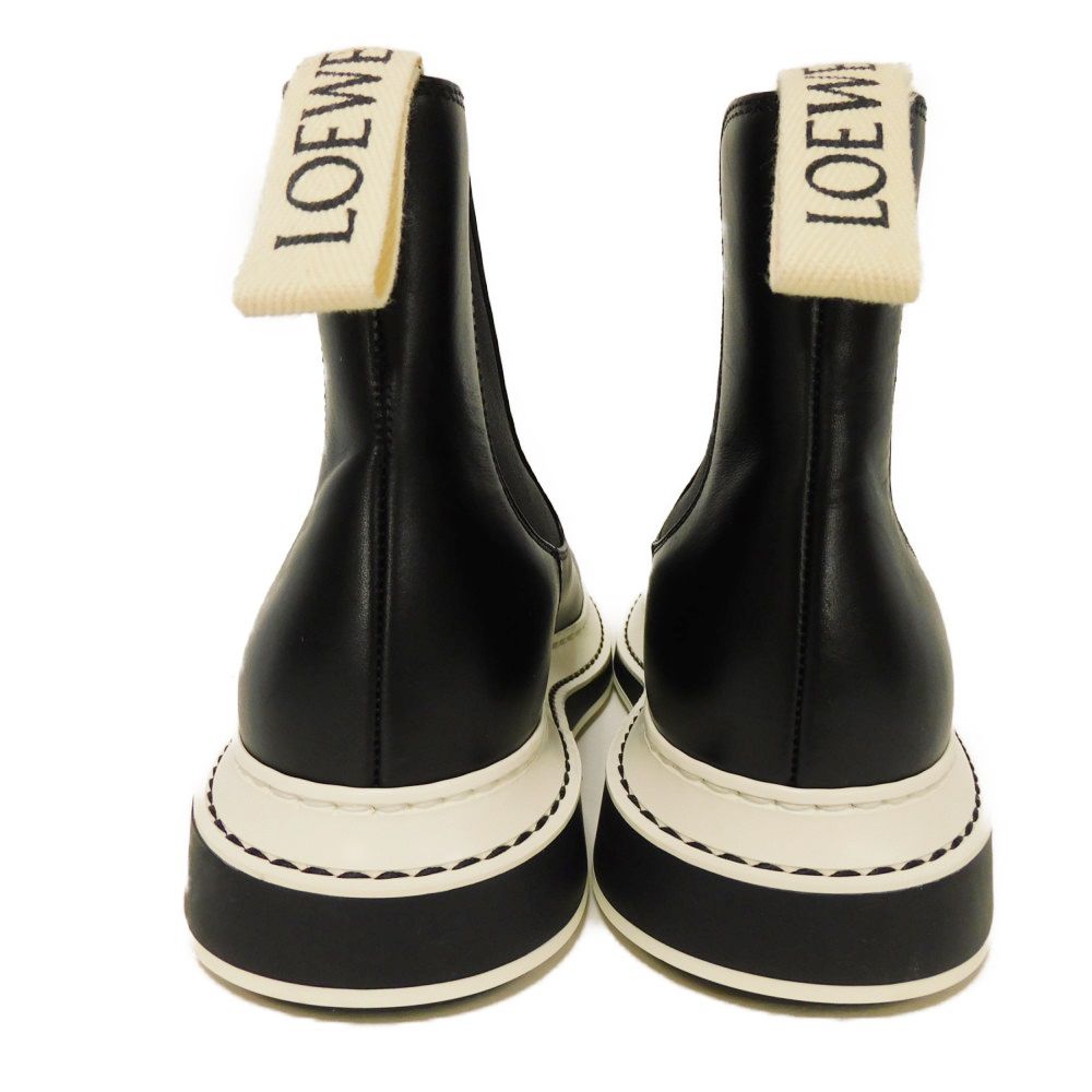 Used 12695 Chelsea Ankle Boots, L815S05X12, 7900, Size 37, Short Side Gore Calfskin, White Two-Tone, 9.4" Logo, Black,