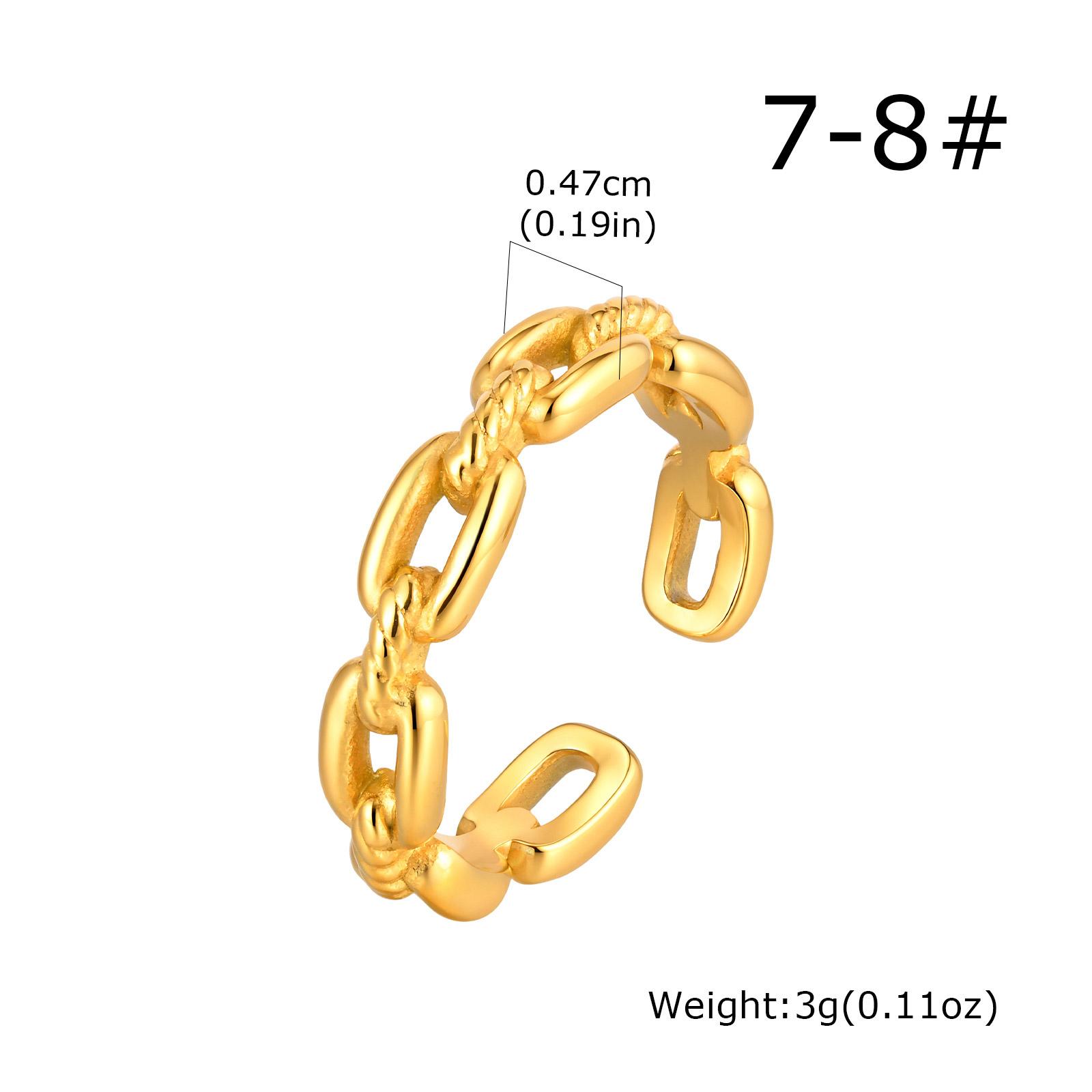 

Stainless Steel Geometric Twisted Link Chain Open Rings 18k Gold Plated Waterproof Finger Rings for Women Charm Fashion Jewelry