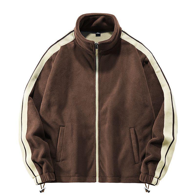 

Men s Thick Fleece Jacket - Stand Collar, Loose Fit Sportswear for Autumn/Winter L 115-135 lbs