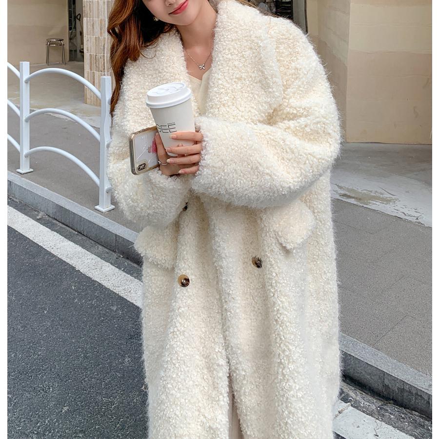 VAYLA New Women Warm Furry Coat Thick Big Collar Fake Lambswool Long Coat Beige Tops For Women Casaco Feminino