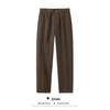 Men's Micro-Tapered Wool Suit Pants: Elastic Waist, Straight Leg, Wrinkle-Resistant, Slimming, Warm, Casual Trousers for Autumn & Winter.