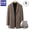 Men's Mid-Length Wool Blend Overcoat with Detachable Goose Down Liner