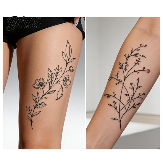 Tatuaggi Temporanei per Gambe 1 Foglio Adesivi per Tatuaggi Impermeabili Fiori Foglie Tatuaggi