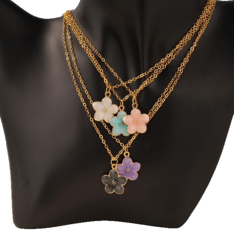Flower Pendant Necklace For Women Romantic Cherry Blossom Choker Girls Party Wedding Neck Jewelry Gift