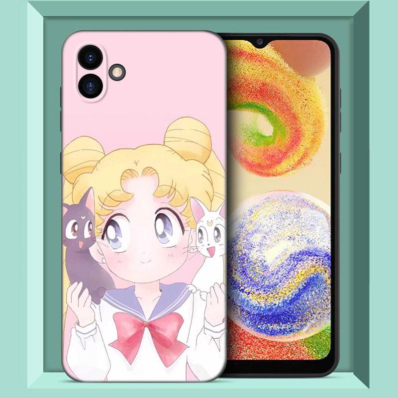 

Аниме Сейлор Мун черный силиконовый чехол для телефона Samsung Galaxy A01 A03 Core A04 E A02 A05 A10 A20 A21 A30 A50 S A6 A8 + A7 2018 Samsung A01 Core