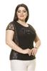 Women's Big Size Blouse Plus Size Black Stone Embroidered Flamingo Body