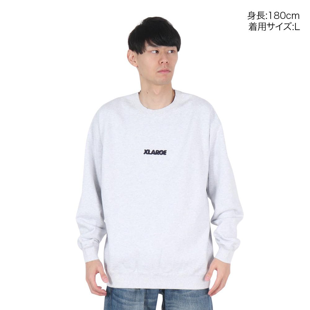 [Extra Large] Men's Standard Logo Crewneck Sweatshirt, Ash