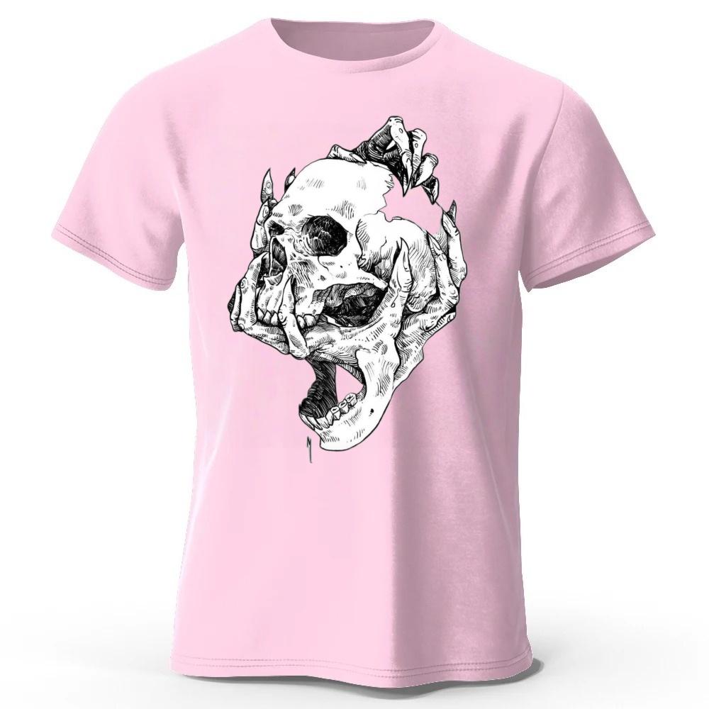 Summer Mens Skull Print Pure Cotton Tshirt Printed Plus Size Womens Pure Cotton Tshirt Casual Street Photography Clothing