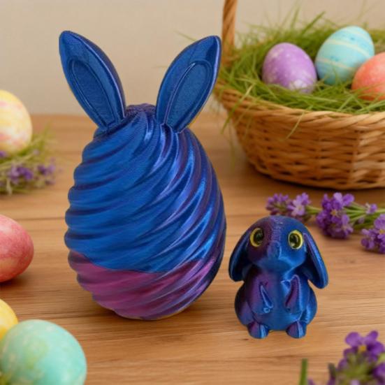 3D Printed Easter Egg with Mini Bunny Inside Spiral Bunny Egg Fidget Toy for Home Office Decor Easter Basket Stuffers for Kids Adults