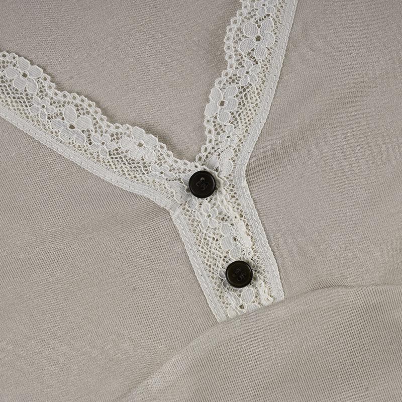 Sexy V-neck Lace A-line Knit Long-sleeve Top - Elegant Slimming Sweet Girly Style
