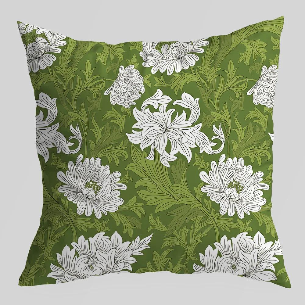 45x45cm Green Fresh Geometric Printed Pattern Pillowcase for Home Living Room Sofa Car Decoration Cushion