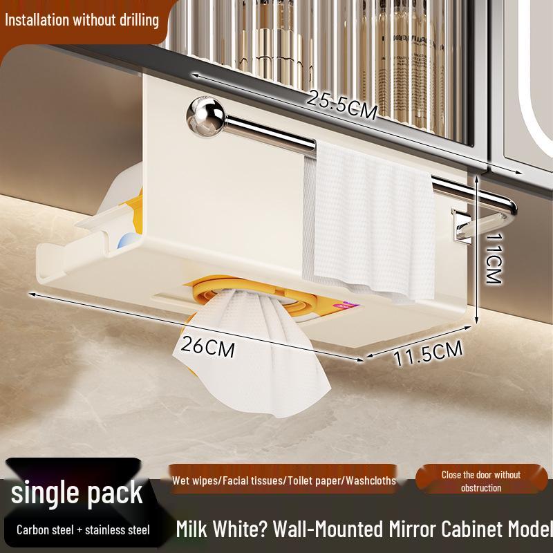

Wall-Mounted Kitchen Roll & Rag Holder with Pull-Out Shelf