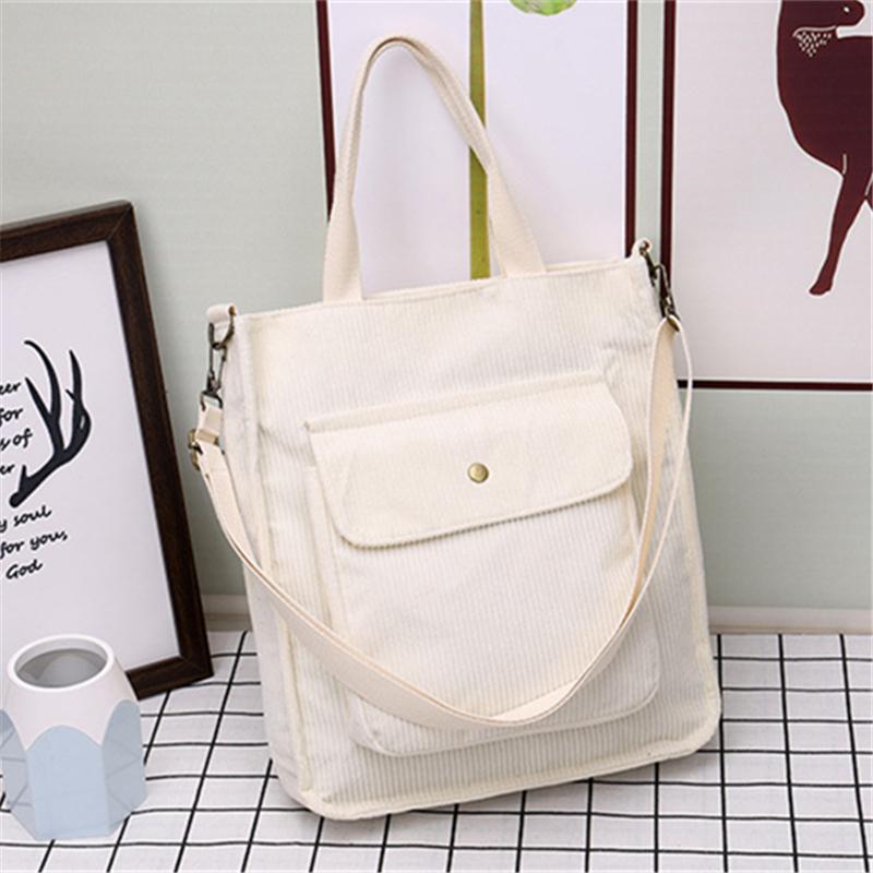 

Retro Corduroy Women Handbags Large Capacity Messenger Totes Ladies Fashi Simple Designer Zipper Shoulder Wild Cloth Bag белый