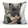 Französische Bulldogge Gemustert Beidseitig Bedruckt Kissenbezug Kurzer Plüsch Geeignet für Wohnzimmer Schlafzimmer Sofas Wurfkissenbezug