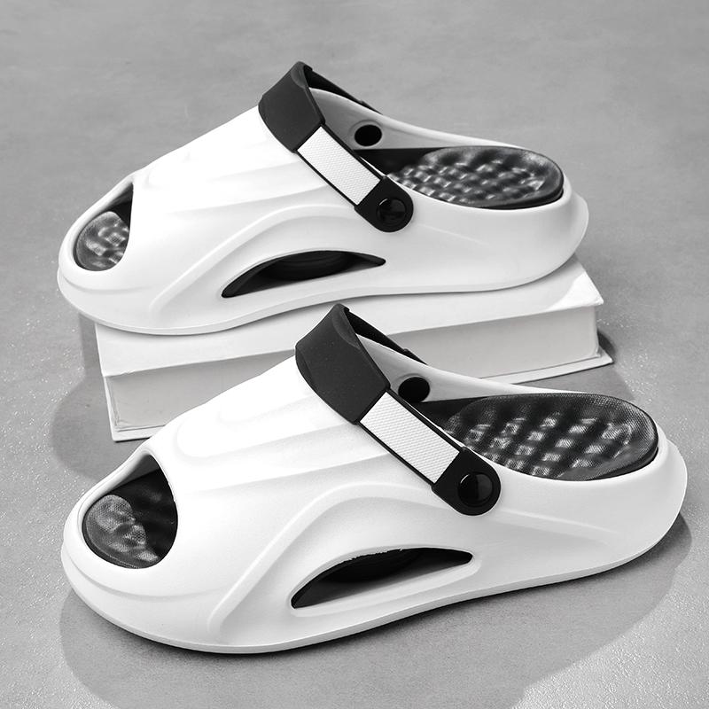 Fashion Fashion Summer Slippers Men Shock-absorbing Thick Bottom Slippers Platform Bathroom Slides Outdoor Non-Slip Casual Beach Sandals