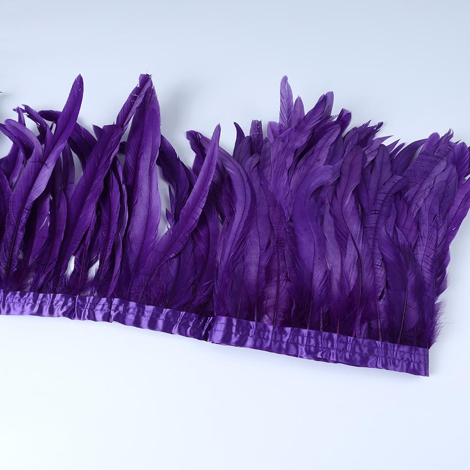 Rooster Feather Trims 2M Rooster Cock Tail Feather Fringes DIY Handicrafts for Clothes Ribbon Carnival Accessories