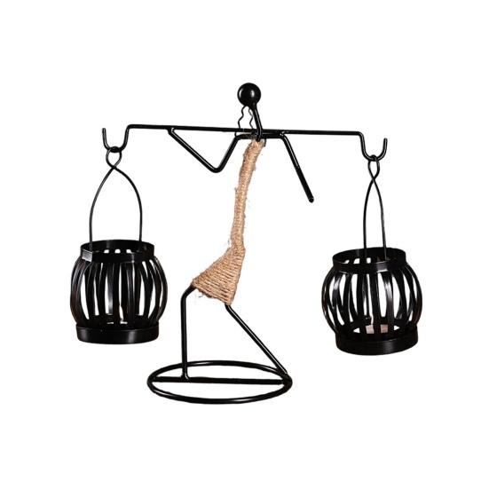 Human Figure Iron Candle Holder Handmade Metal Jute Rope Candlestick Nordic Boho Home Decor for Dining Table Bar Countertop Wedding Restaurant
