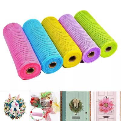 5 Rollen Deco Poly Mesh Band - 6 Zoll x 30 Fuß Jede Rolle - Metallic-Folie
