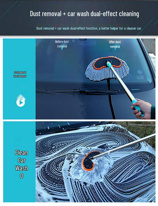 Telescopic Car Wash Mop with Long Handle and Soft Bristle Brush