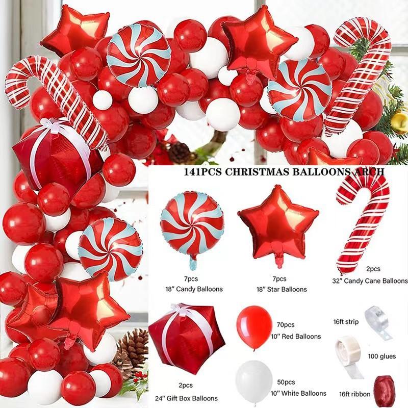 Christmas Balloon Set, Christmas Scene Decoration Aluminum Film Latex Balloon Combination Christmas Party Balloon