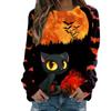 Dames avslappet mote Halloween-trykk langermet genser T-skjorte topp