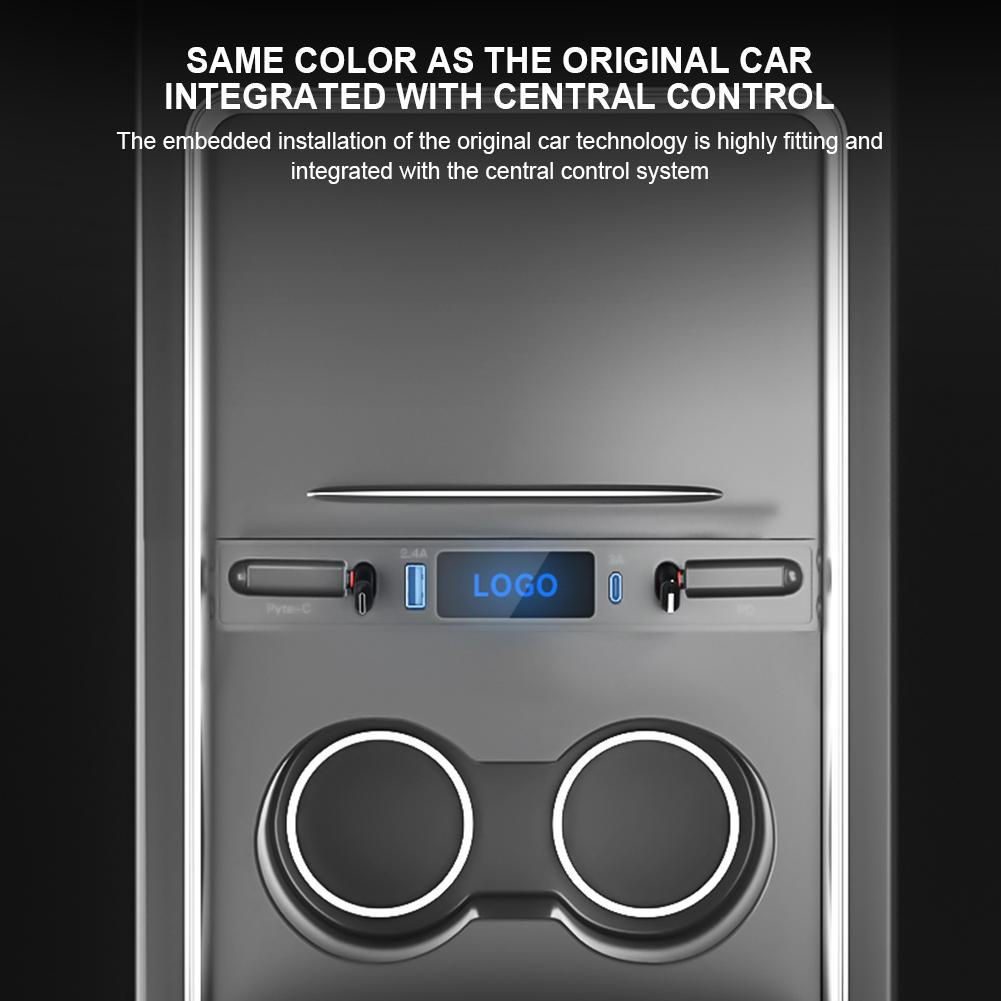 Shunt Hub Extension Dual USB Docking Station 27W PD USB Centre Console Adapter Digital Display Plug and Play for Tesla Model 3 Y