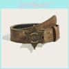 Letter Youth Sheriff Casual Leather Belt Metal Snap Buckle Rivets Daily Wear