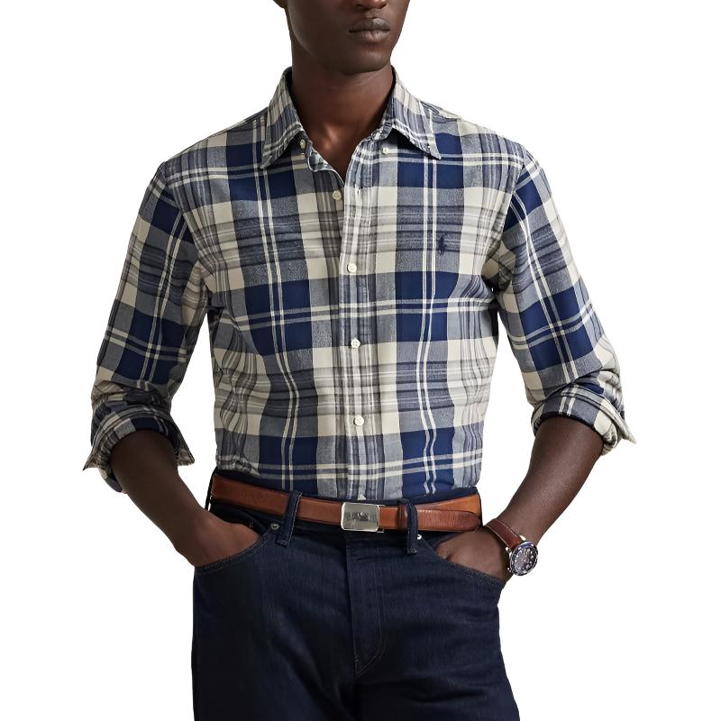 Polo Ralph Lauren Plaid Oxford Cotton Long Sleeve Shirt Classic Edition Men shirts 710950421-004