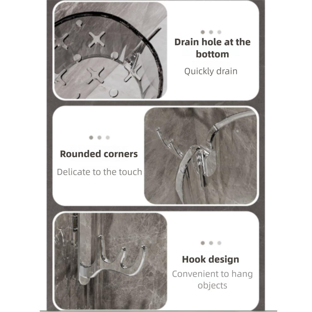 Light Luxury Suction Cup Shower Shelf Antler Draining Basket Holder Kitchen