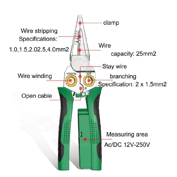 8 In 1 Wire Stripping Pliers Multifunction Electrician Cable Stripper Splitting Repair Hand Tool Pliers