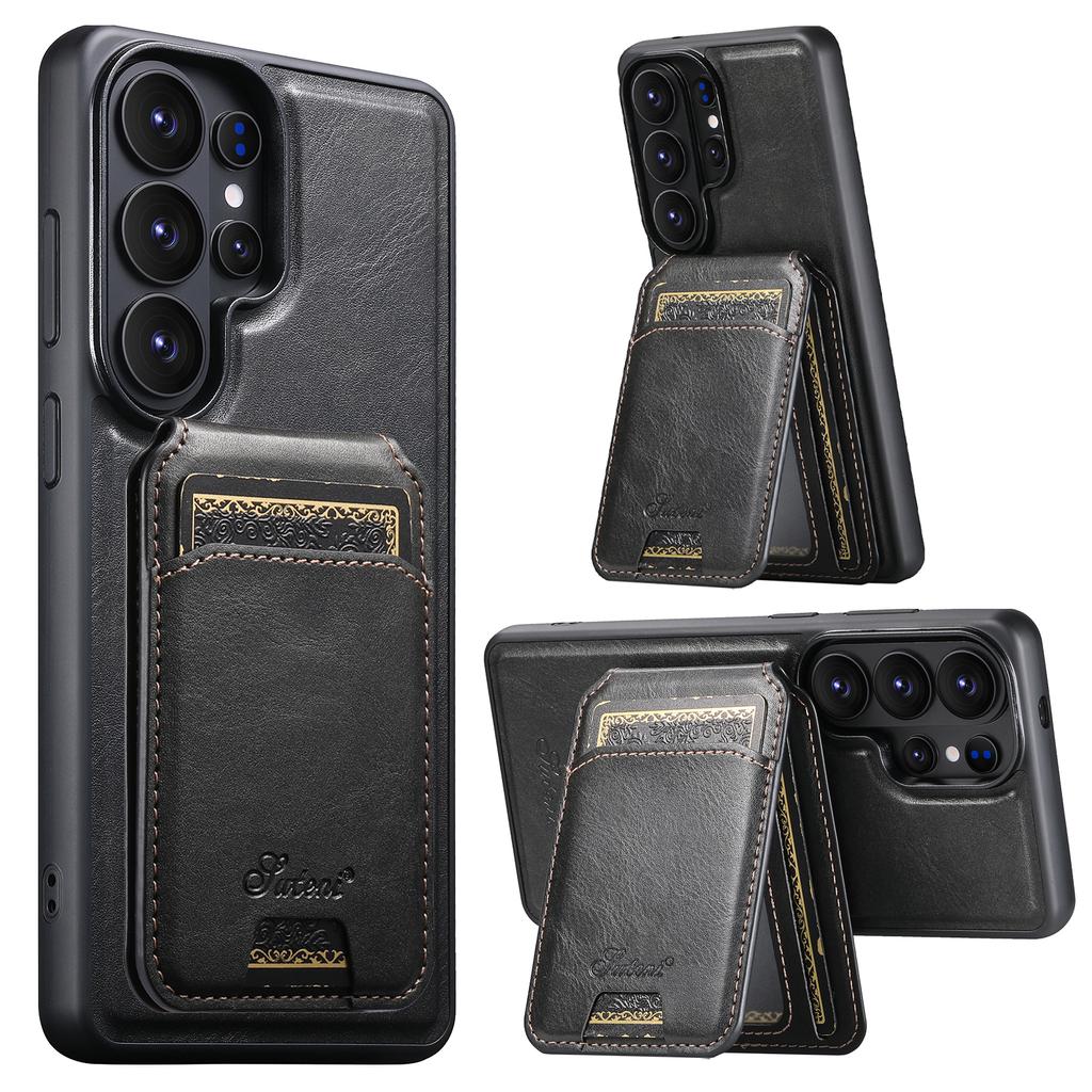 2 In 1 Detachable Oil Wax Pattern Magnetic Leather Phone Case for Samsung S26 Ultra S25 Plus S24 S23 S22 Wireless Charging Cover