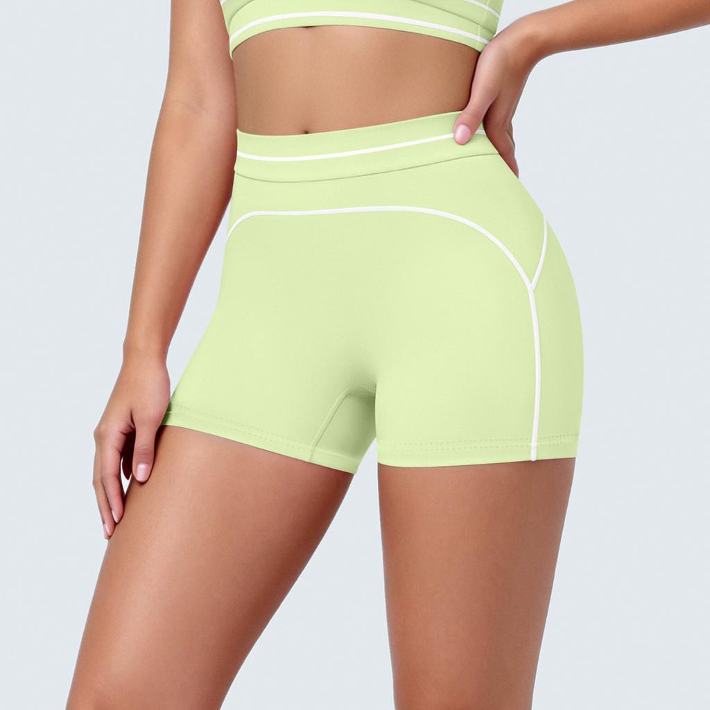 New contrasting colors high waist tight body high elastic hip lift yoga shorts sports running fitness yoga clothes three-point pants
