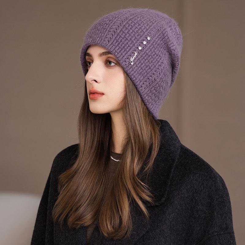 

Hat Winter Women s Knitted Pullover Ear Protection Knitted Hat Fashion Foreign Style Warm Rabbit Wool Hat one size