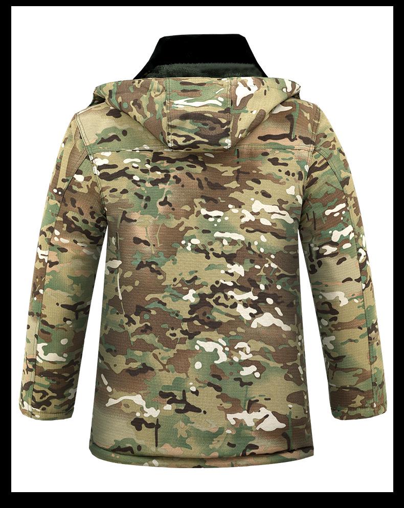 Kamuflážní bavlněná bunda střední délky, voděodolná, s květinovým vzorem, podšitá sametem - Odolná proti chladu a trvanlivá pro chladírny nebo stavbu.