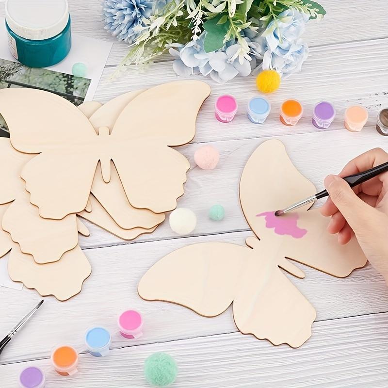 10Pcs Wooden Butterfly Unfinished Wood Butterflies for Crafts Blank Slices Cutouts for Painting DIY Unfinished Wooden