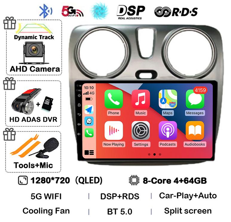 Android 14 Auto Carplay Car Radio For Renault Lodgy Dacia Dokker 2012 - 2020 Multimedia Video Player Navigation GPS 360 Camera