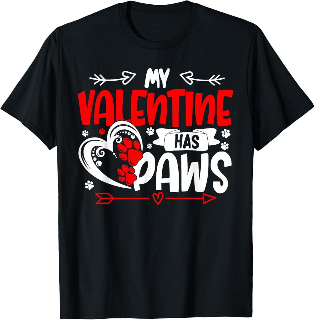 My Valentine Has Four Paws Valentines Day Cat Dog Lover T-Shirt