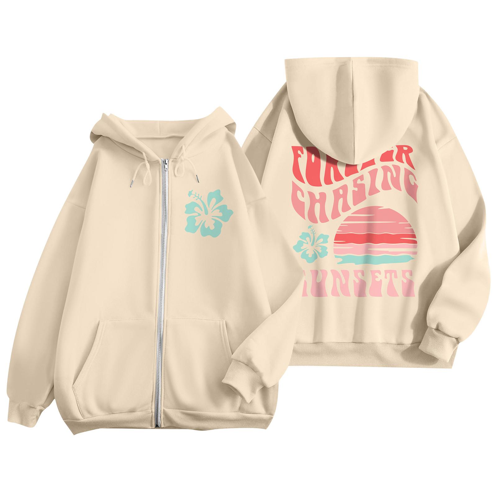 

Женские толстовки на молнии для девочек-подростков, свитшот с цветочным принтом, одежда, повседневная куртка на шнурке с карманами L жёлтый