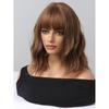 Perucă ondulată de lungime medie roșu maro blond portocaliu cu breton Peruci sintetice din păr natural pentru femei Perucă zilnică rezistentă la căldură