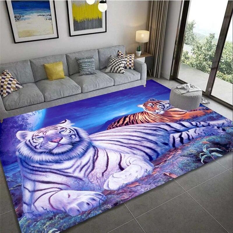 Cartoon Tiger HD Printing Art Camping Carpet Living Room Home Decoration Sofa Bed Carpet Non Slip Chair Cushion Casual Cushion